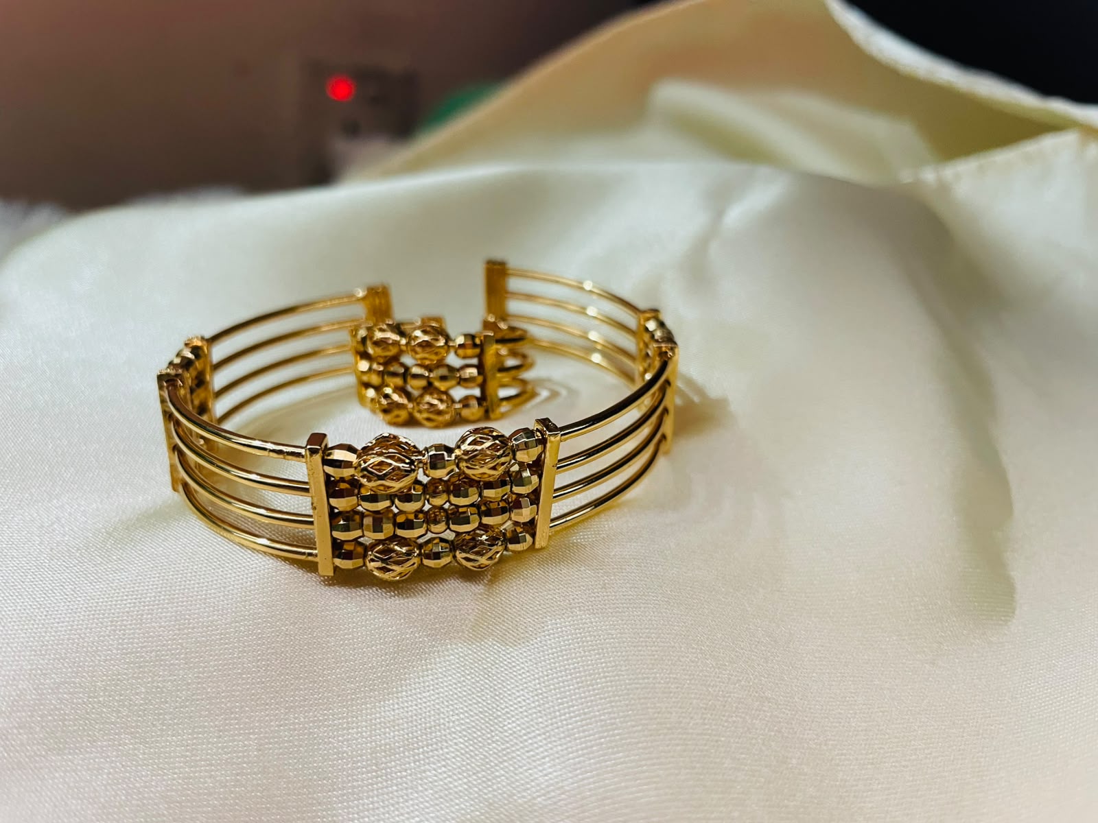 Royal Multi-Line Open Cuff Gold Plate Bracelet and finger Ring image 1